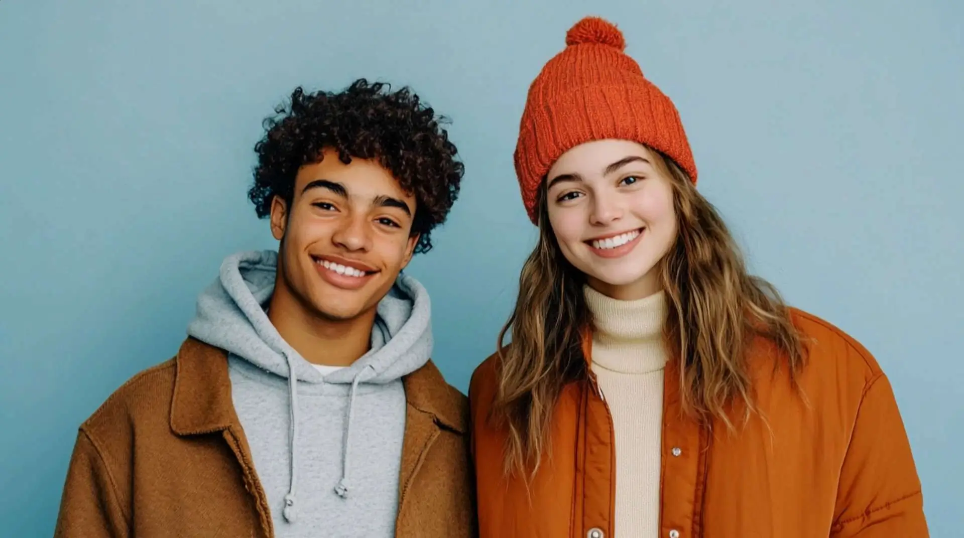 The two subjects in the frame turn towards each other and begin to embrace