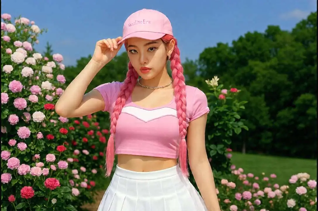 A woman turns around to face away from the camera, raises both hands high above her head, her shoulders shimmying slightly to the beat. She begins twerking with tight, vertical hip bounces — her hips move sharply up and down in quick, controlled pulses.